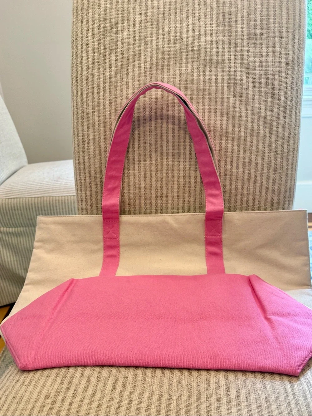 Sea Turtle Embroidered Canvas Tote with Pink Trim
